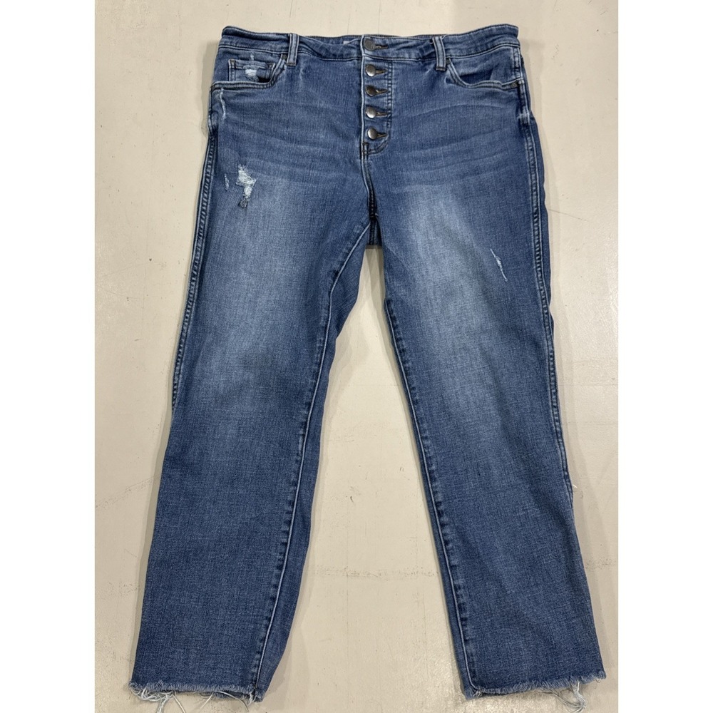 Kut from the Kloth Reese Fab Ab Ankle High Rise Button Fly Straight Sz 16 Jeans
